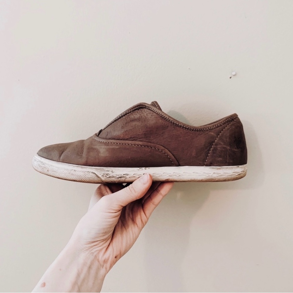 Frye Mindy Slip-on Brown Leather Sneakers - Women’s